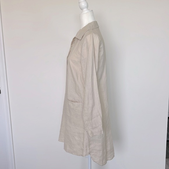 Sigrid Olsen 100% Linen Button Down Long Sleeve Shirt Dress Coastal Grandma - Picture 4 of 7